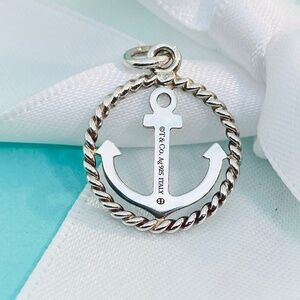 Tiffany & Co Sterling Silver twist  Anchor Charm 925 Retired NIB
